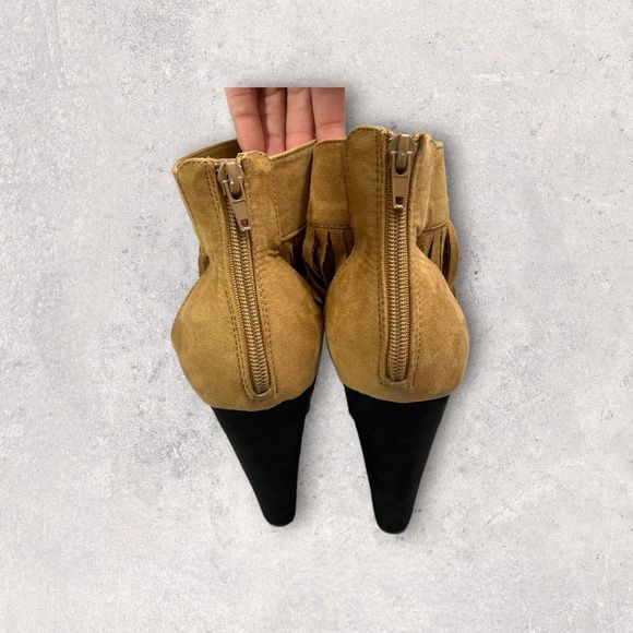 Wild Diva Vive68 fringe ankle cuff high heel platforms Chestnut (Beige) Size 10 - Picture 5 of 8